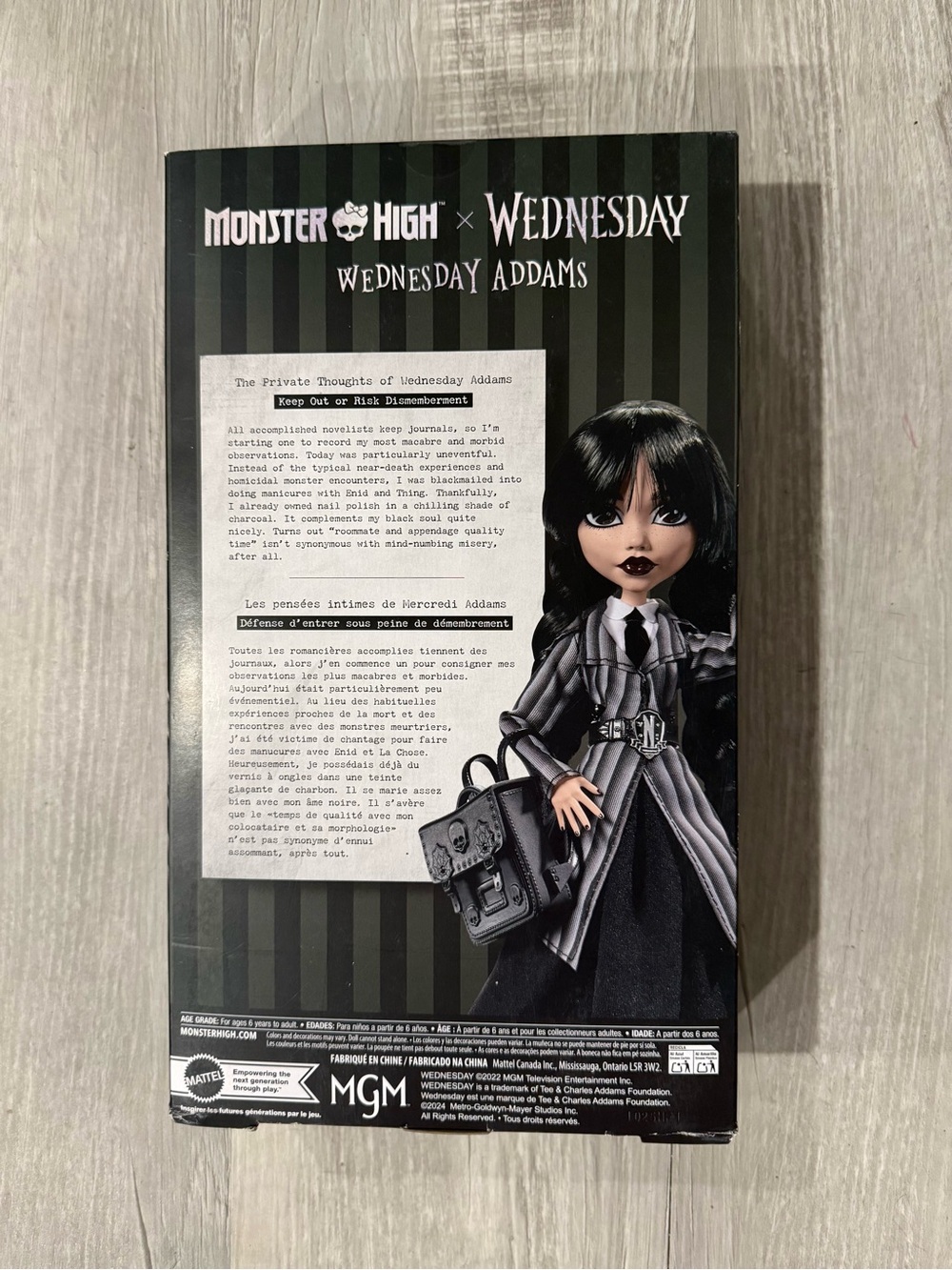 Monster High x Wednesday Addams Black Striped Collectors Doll - Picture 2 of 2